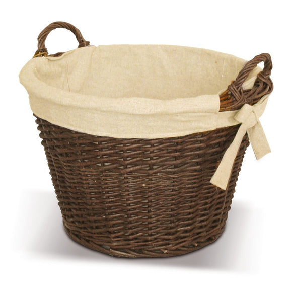 De Vielle Natural Wicker Round Basket with Canvas Liner | DEF057577