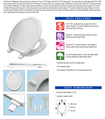Bemis Philadelphia Ultra-Fix Slow Close Toilet Seat | EA29