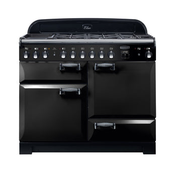 Rangemaster Elan 110cm Dual Fuel Range Cooker - Black/Chrome│ELA110DFFBL/