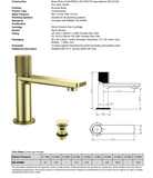 Erla Mono Brushed Brass inc Push Button Waste | ERLA05BB