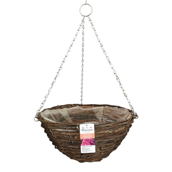 Blossom Rattan Hanging Basket Natural 35cm (14'') | GRT968307