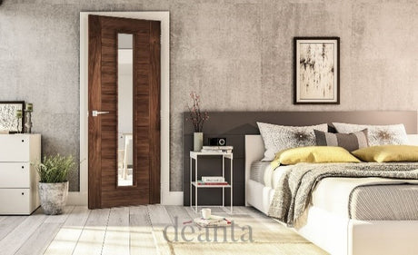 HP16G Contemporary Glazed/Unglazed Solid Walnut Door