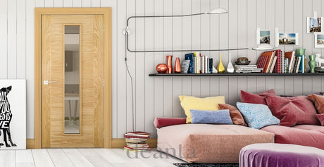 HP16G Contemporary Glazed/Unglazed Solid Oak Fire Door