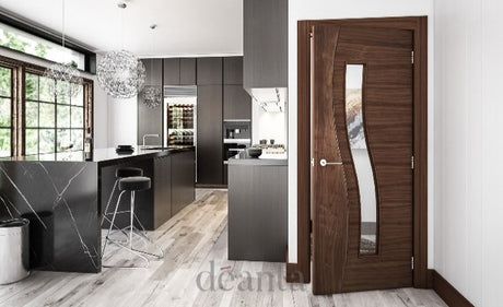 HP24GC Sleek Ultra Modern Glazed Walnut Door