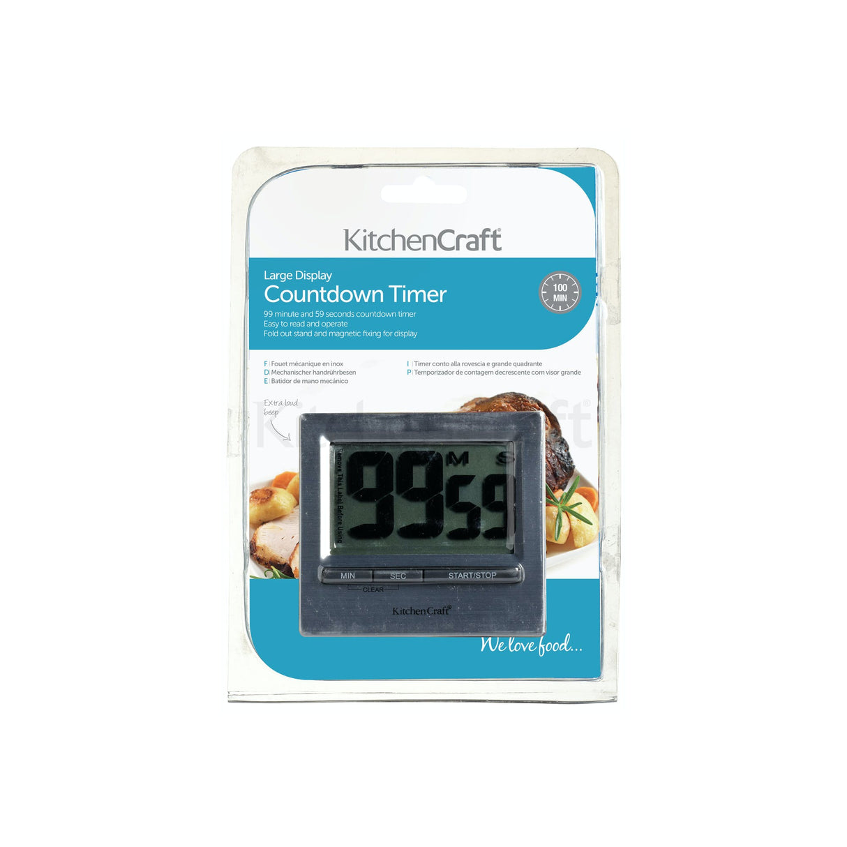 KitchenCraft Chrome Large Easy Read Timer│KCJUMBOCP