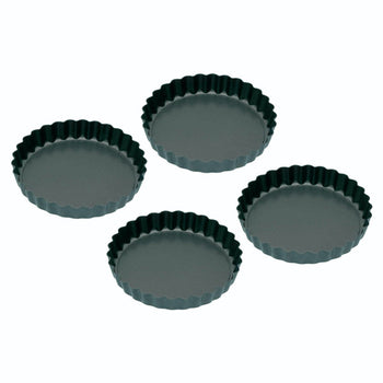 KitchenCraft Non-Stick Mini Fluted Flan Tins Set │KCMINIFLANPK4