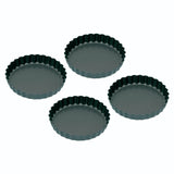 KitchenCraft Non-Stick Mini Fluted Flan Tins Set │KCMINIFLANPK4