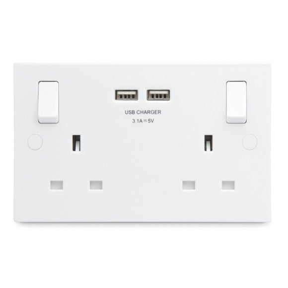 13A 2 Gang Switched Socket & WIFI Repeater & USB Charger│LCE922UWR01