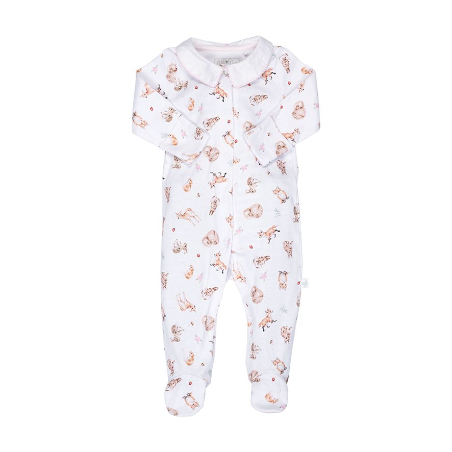 Wrendale Little Forest Woodland Animal Patterned Babygrow