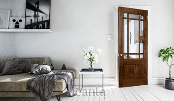 NM9G Glazed Traditional Style Walnut Door