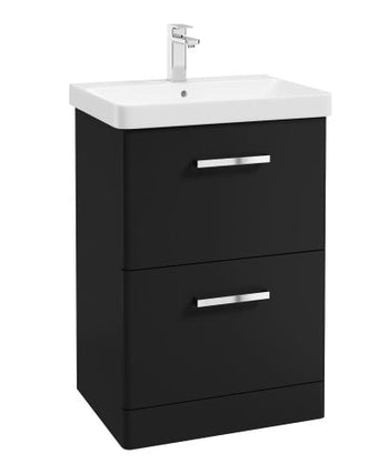 Kora 60cm Floor Standing 2 Drawer Vanity Unit with Chrome Handles