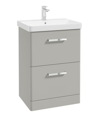 Kora 60cm Floor Standing 2 Drawer Vanity Unit with Chrome Handles