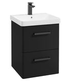 Kora 50cm Wall Hung 2 Drawer Vanity Unit with Black Handle