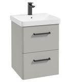 Kora 50cm Wall Hung 2 Drawer Vanity Unit with Black Handle