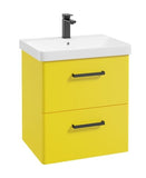 Kora 60cm Wall Hung 2 Drawer Vanity Unit with Black Handles
