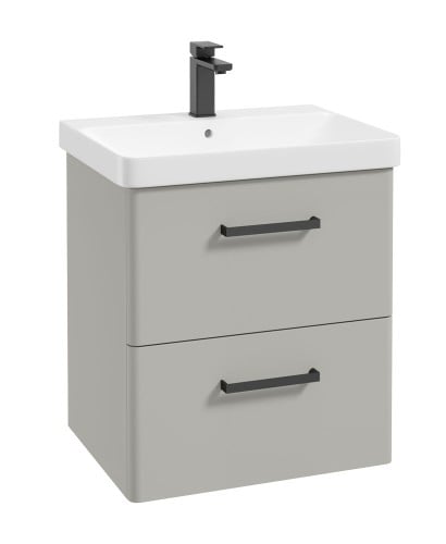 Kora 60cm Wall Hung 2 Drawer Vanity Unit with Black Handles