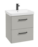 Kora 60cm Wall Hung 2 Drawer Vanity Unit with Black Handles