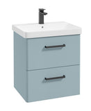 Kora 60cm Wall Hung 2 Drawer Vanity Unit with Black Handles