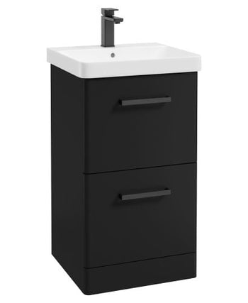 Kora 50cm Floor Standing 2 Drawer Vanity Unit with Black Handles