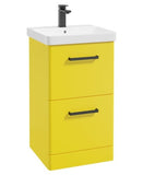 Kora 50cm Floor Standing 2 Drawer Vanity Unit with Black Handles