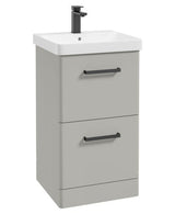 Kora 50cm Floor Standing 2 Drawer Vanity Unit with Black Handles