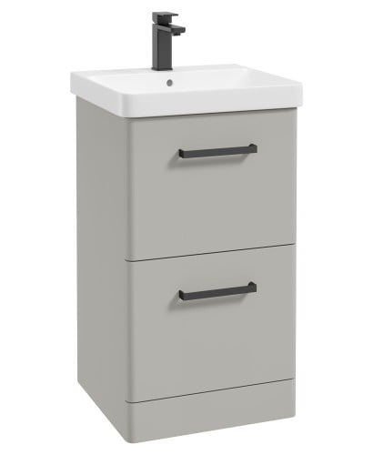 Kora 50cm Floor Standing 2 Drawer Vanity Unit with Black Handles