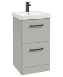 Kora 50cm Floor Standing 2 Drawer Vanity Unit with Black Handles