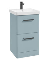 Kora 50cm Floor Standing 2 Drawer Vanity Unit with Black Handles