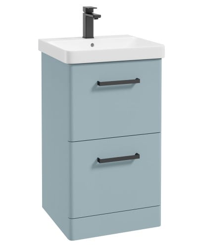 Kora 50cm Floor Standing 2 Drawer Vanity Unit with Black Handles