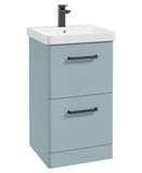 Kora 50cm Floor Standing 2 Drawer Vanity Unit with Black Handles