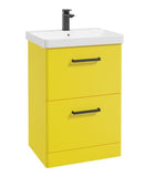 Kora 60cm Floor Standing 2 Drawer Vanity Unit with Black Handles