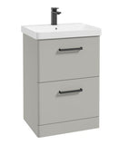 Kora 60cm Floor Standing 2 Drawer Vanity Unit with Black Handles