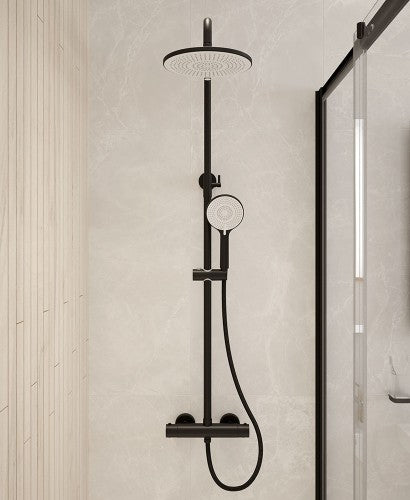 Alita Rain Thermostatic Shower Kit Matt Black | USH0025