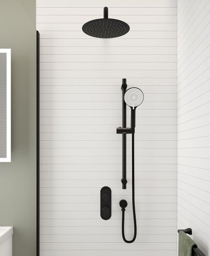 Alita Knurled Shower Set 1 Matt Black | USH0097