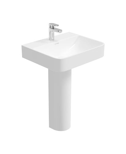 Horizon 50cm 1th Square Basin & Full Pedestal | USW0324