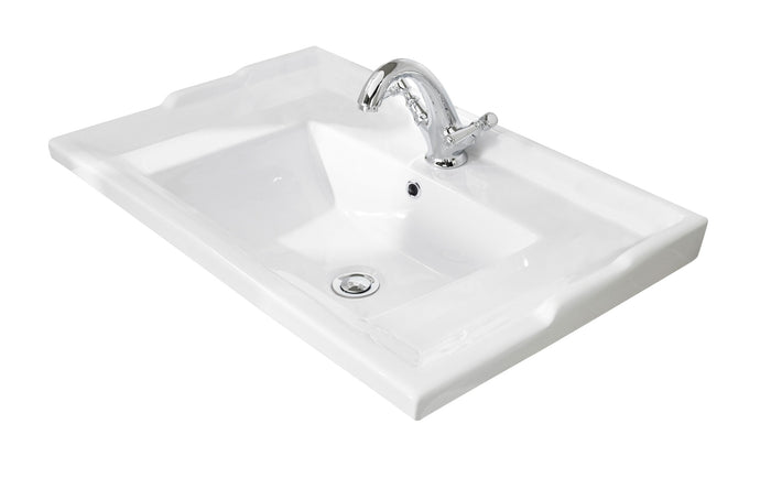 Traditional White Ceramic Basin 1 Tap Hole