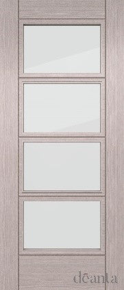 Contemporary Solid Light Grey Ash Glazed Door - Frosted