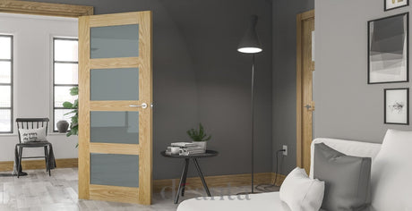 HP1GC Contemporary Clear Glazed Oak Door