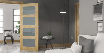 HP1GC Contemporary Clear Glazed Oak Door