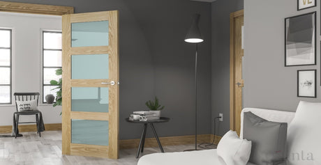 HP1GF Contemporary  Frosted Glazed Oak Door