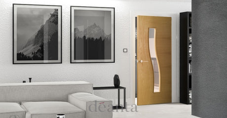 HP24GC Sleek Ultra Modern Glazed Oak Door