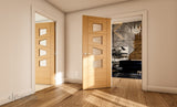 HP25GC Modern Oak 4 Pane Glazed Door