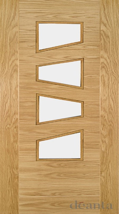 HP25GC Modern Oak 4 Pane Glazed Door