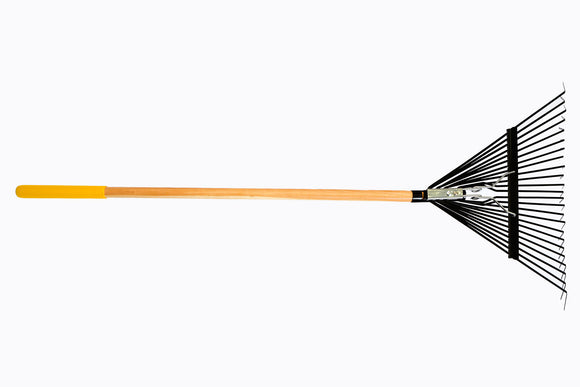 True Temper Steel Leaf Rake 24T Flat Tines Long Wood Handle | MC2109